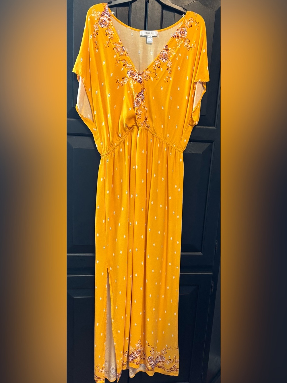 Women’s Forever 21 Yellow Floral-Detail Maxi Dress